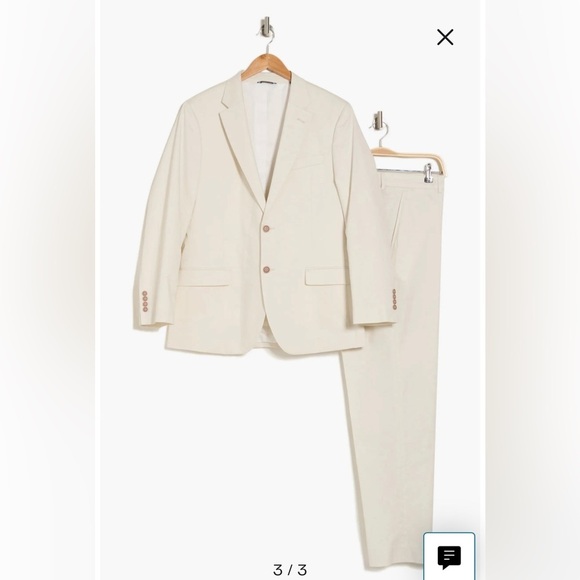 Nautica Modern Fit Stretch Cotton Cream 2 Piece Suit - NWT - Picture 4 of 9